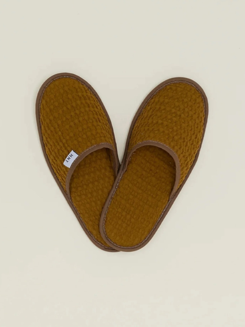 Hawkins New York Simple Waffle Slippers Bronze 100% Cotton Rubber Sole Portugal — image 2 of 3